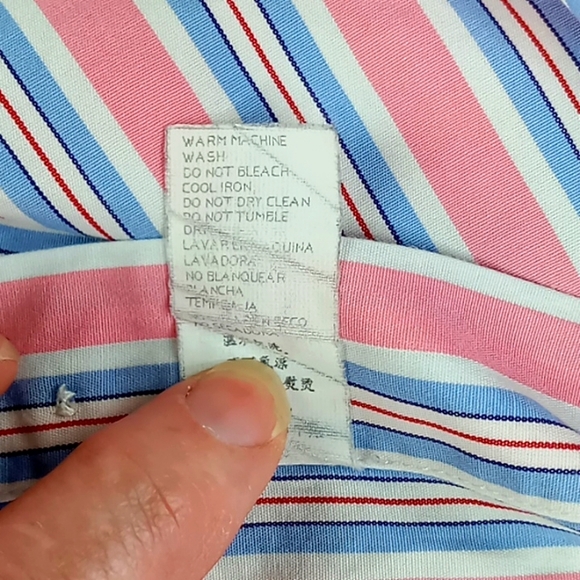 Paul & Shark Men's Button Front Pink/ Blue Stripe Shirt Size 42 - Picture 9 of 12